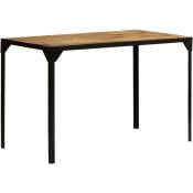 Table de salon salle à manger design bois de manguier brut et acier 120 cm - Bois