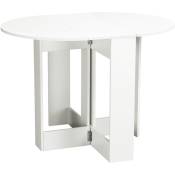 Table pliable de cuisine salle à manger 2 abattants - table ovale extensible - panneaux particules blanc - Blanc