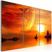 Tableau coucher du soleil romantique - 90 x 60 cm - Beige et Orange
