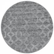 Tapis bohème rond à relief gris 120x120cm