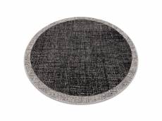 Tapis en corde sizal floorlux cercle 20401 cadre noir argentin cercle 120 cm
