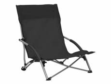Vidaxl chaises de plage pliables 2 pcs noir tissu