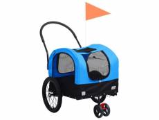 Vidaxl remorque de vélo de chiens et poussette 2-en-1 bleu/noir 9,5 kg