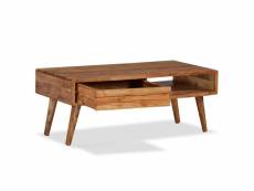 Vidaxl table basse bois massif avec tiroir sculpté
