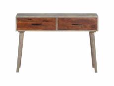 Vidaxl table console gris 110x35x75 cm bois de manguier massif brut 321807