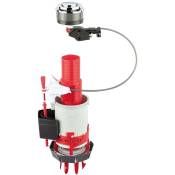 Wirquin - Mécanisme chasse d'eau wc double chasse avec bouton poussoir à câble Easy Clic 10724143, gris et rouge - gris et rouge