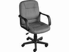 Yaheetech chaise bureau fauteuil de direction ergonomique hauteur réglable similicuir pivotante gris