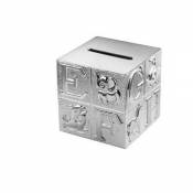 Zilverstad A6016260 Tirelire Cube Grand ABC Argenté