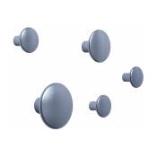 5 Patères rondes en aluminium bleu 5 cm The Dots - Muuto