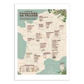 Affiche 50x70 cm - Carte des fromages de France - Frog Posters