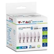 Ampoules led E14 blanches - rtl - Bougie - 6PC - Pack - IP20 - 5.5W - 470 Lumens - 2700K