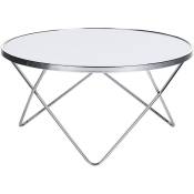 Beliani - Table Basse Ronde avec Plateau en Verre Blanc et Structure en Métal Argenté pour Salon Moderne et Glamour Argenté