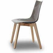 Chaise design avec pieds bois naturel - NATURAL ZEBRA Antishock - Vendu à l'unité - déco originale - Taupe