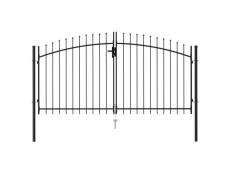 Chic clôtures et barrières ensemble wellington portillon double porte avec dessus à pointe acier 3x1,5 m noir