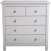 Commode, meuble de rangement en pin coloris blanc- Longueur 79 x Profondeur 40 x Hauteur 80 cm Pegane