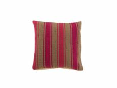 Coussin carre anna grosse rayure jute rose - l 50 x