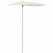 Demi-parasol de jardin avec mât 180x90 cm Sable - Inlife