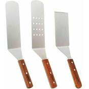 Ensemble de spatules en acier inoxydable Ustensiles de cuisine et de grillades Spatules lisses et perforées 3pcs Fei Yu