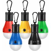 Fortuneville - Lampes de camping [5 - Pack], 4 modes d'éclairage led ampoules de camping avec crochet de clip, batterie portable étanche lampe de