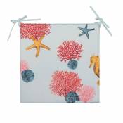 Galette de chaise imprimée coraux - Souris - 40 x