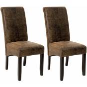 Helloshop26 - Lot de 2 chaises de salle à manger salon cuisine design aspect cuir marron foncé - Marron