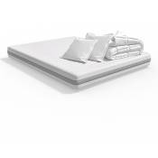 Homifab - Matelas mousse 160x200 + couette + 2 oreillers - Clean Confort - White