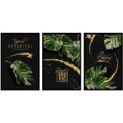 Hxadeco - Botany Gold Trio, Set de 3 posters muraux