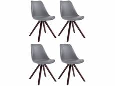 Lot de 4 chaises de salle à manger toulouse similicuir pieds carrés bois , gris/cappuccino