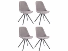 Lot de 4 chaises de salle à manger toulouse velours pieds ronds bois , gris/gris