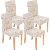 Lot de 4 chaises de séjour Littau, tissu words fabric, pieds clairs