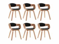 Lot de 6 chaises de salle à manger cuisine design moderne bois courbé et synthétique noir cds022235