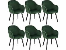 Lot de 6 chaisess de salle à manger-assise en velours-chaise pour cuisine-salon-café-vert foncé