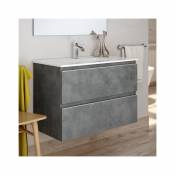 Meuble de salle de bain 2 tiroirs sans miroir BALEA - Ciment - 70cm - Ciment