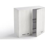 Meuble haut de cuisine Égouttoir Vaisselle 80x33xH72 cm en bois Blanc Alaska avec deux portes Blanc