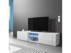 Meuble tv - élégant - 140 cm - blanc mat / blanc brillant - avec led