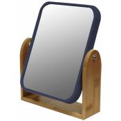 Miroir cosmétique double face smart avec support en bambou, 16 x 20 cm