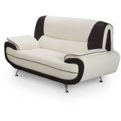 Mobilier Deco - muza - Canapé design 2 places en simili cuir blanc et noir - Blanc