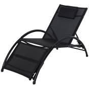 Outsunny Chaise Longue Inclinable Bain de soleil design contemporain inclinable réglable Structure robuste en aluminium 66L x 152l x 81H cm noir