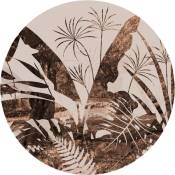 Papier peint panoramique rond adhésif feuilles - ø 140 cm de Sanders&sanders marron et beige