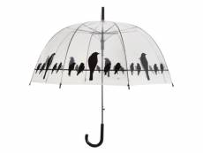 Parapluie transparent noir oiseaux sur un fil 404668
