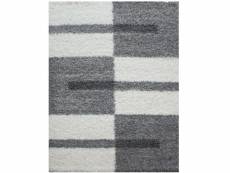 Roma - tapis shaggy à motifs traits - gris clair et