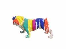 Statue chien bulldog multicolore en résine - justin