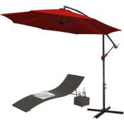 Swanew - Parasol Ø300cm- parasol jardin, parasol deporté, parasol de balcon, rouge - rouge