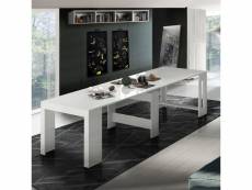 Table à manger blanc brillant extensible 90-300x51cm