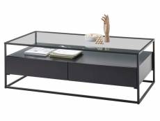 Table basse avec rangements en bois et métal coloris noir mat - l.120 x h.40 x p.60 cm -pegane- PEGANE