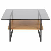 Table basse design en verre et bois 80x80cm