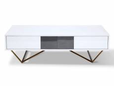 Table basse laqué/acier jazz - blanc/gris/gold - blanc