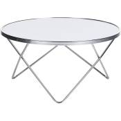 Table Basse Ronde avec Plateau en Verre Blanc et Structure en Métal Argenté pour Salon Moderne et Glamour Beliani Argenté