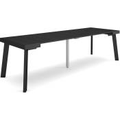 Table console extensible, Console meuble, 260, Pour 12 personnes, Pieds en bois, Style moderne, Noir - Skraut Home