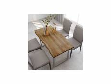 Table de salle à manger 140x70x76cm bois d'acacia massif - argenté